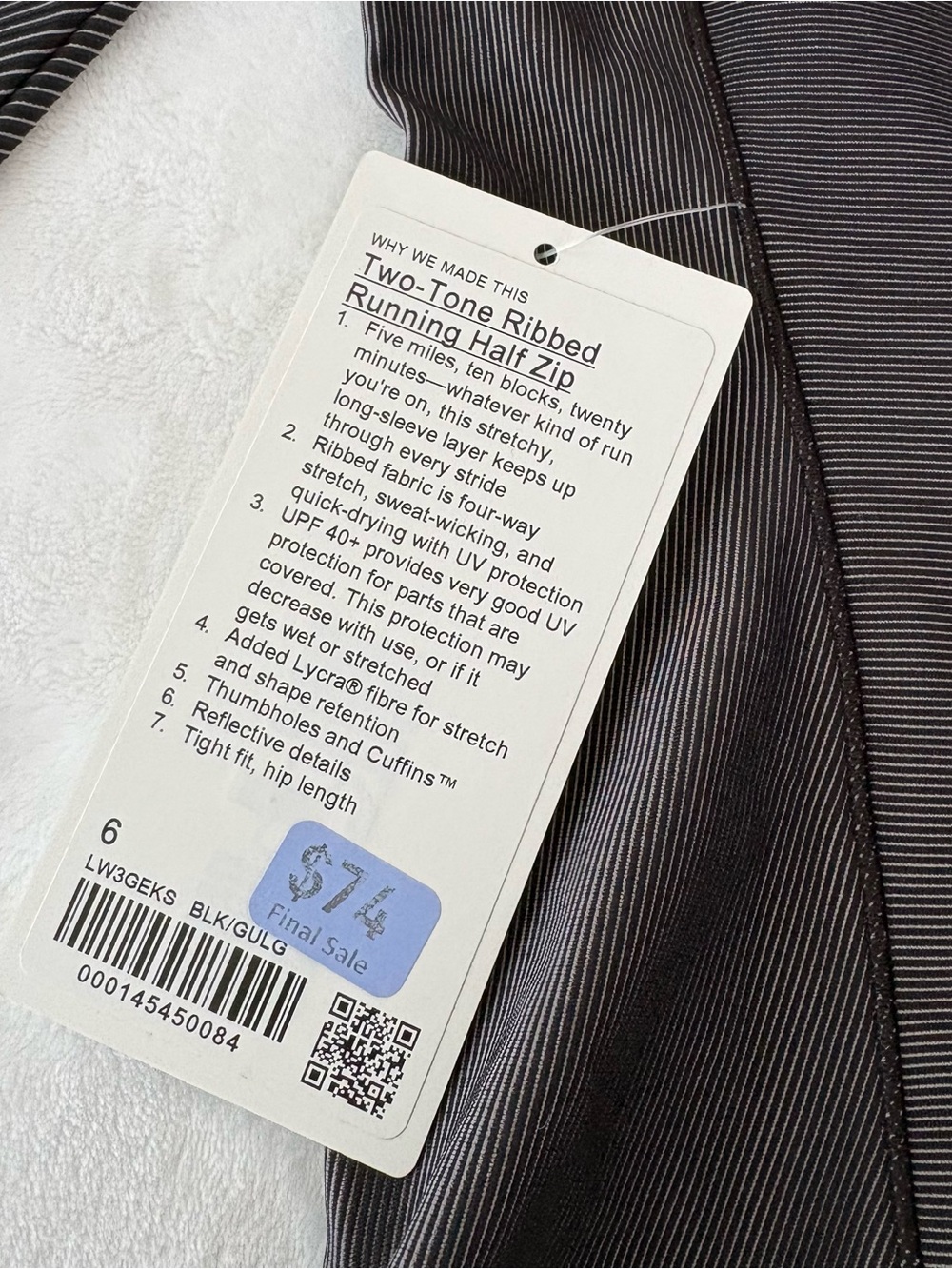 NWT Lululemon Two-Tone Ribbed Running Half Zip - Picture 7 of 8